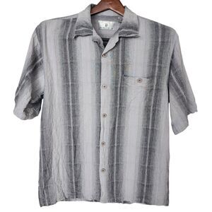 Pierre Garcia Collection Men's L 100% Linen Plaid Vertical Stripe Button Shirt